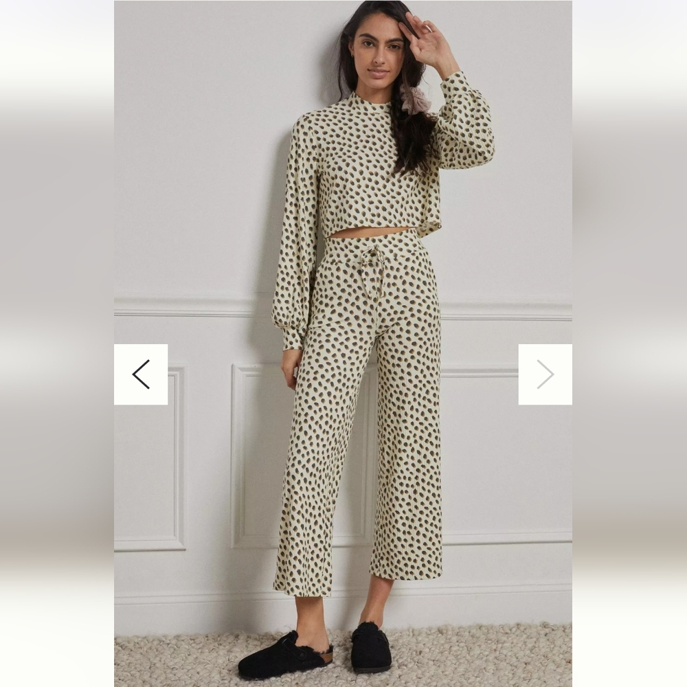 Beach Riot Cream and Black Printed Cozy Pajama Set